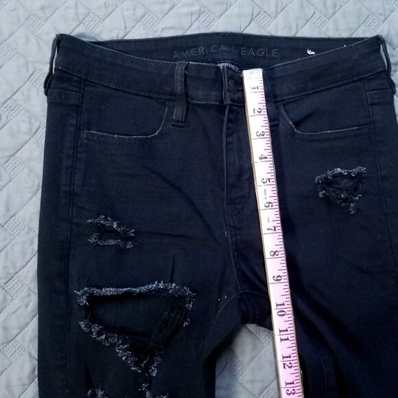 American Eagle Jeans Womens 6 Short Black Jegging Next Level Stretch Dark Denim - Picture 5 of 12